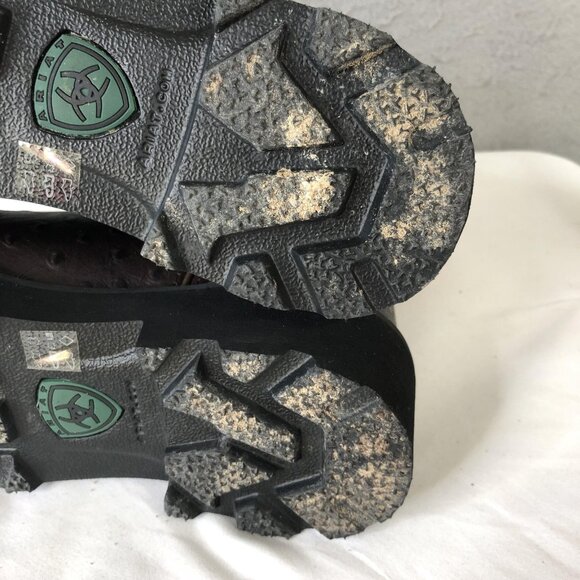 Ariat Fatbaby Boots Womens Size 7.5 Brown Ostrich Print Blush Suede 4LR 14765 - Picture 9 of 16